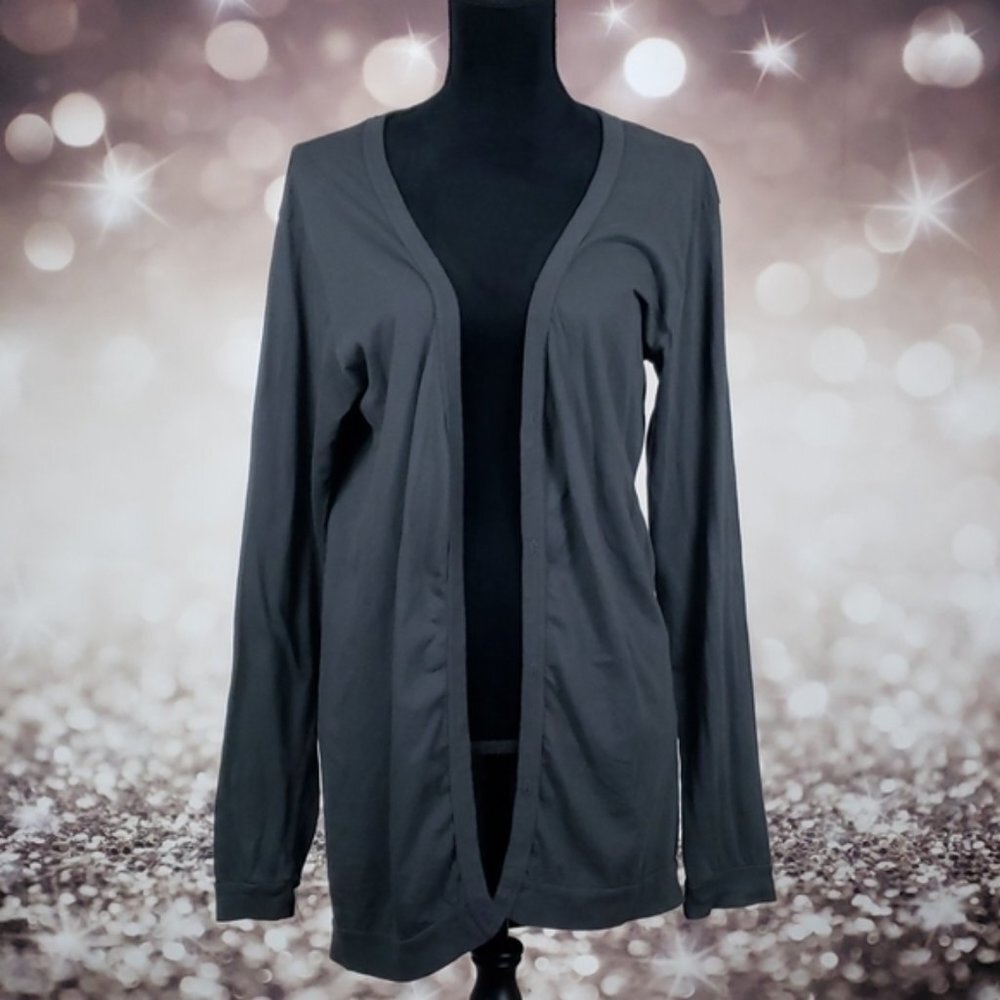 Dark Gray Rxmance By Anthropologie Cotton Cardigan Sweater Small